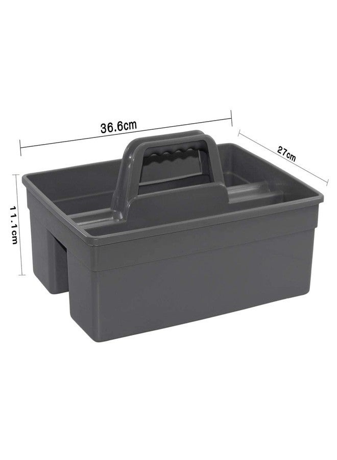 AMIGOS STORE™ 3-Compartment Industrial Caddy Basket | Heavy-Duty Bathroom & Cleaning Organizer with Handle for Tools, Floors & Windows | Durable ABS Plastic Utility Basket - Grey - Image 2
